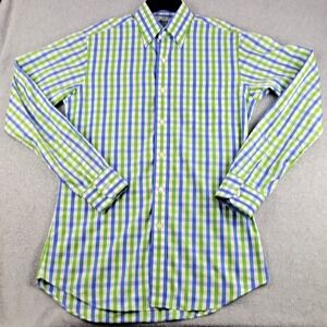 Nama Beverly Hills Shirt Mens Blue Green White‎ Checkered Button Up Collared